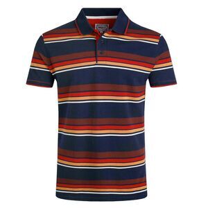 Weird Fish Mens Sunbury Stripe Natural Cotton Polo Shirt / Dark Blue